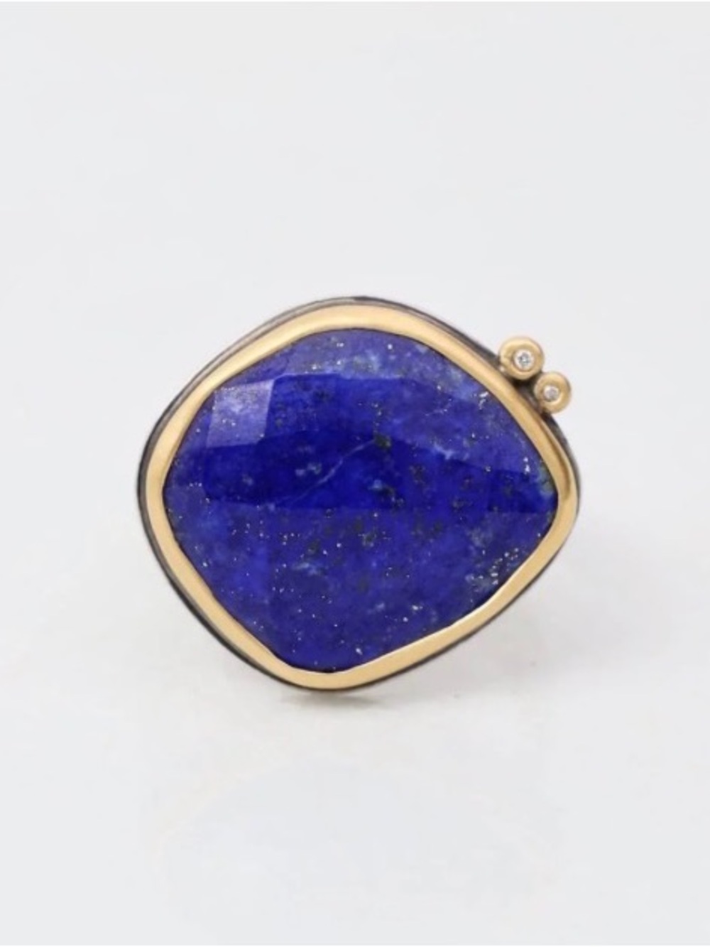 Ananda Khalsa Lapis Lazuli 22 k Gold Accent and diamond 6.5